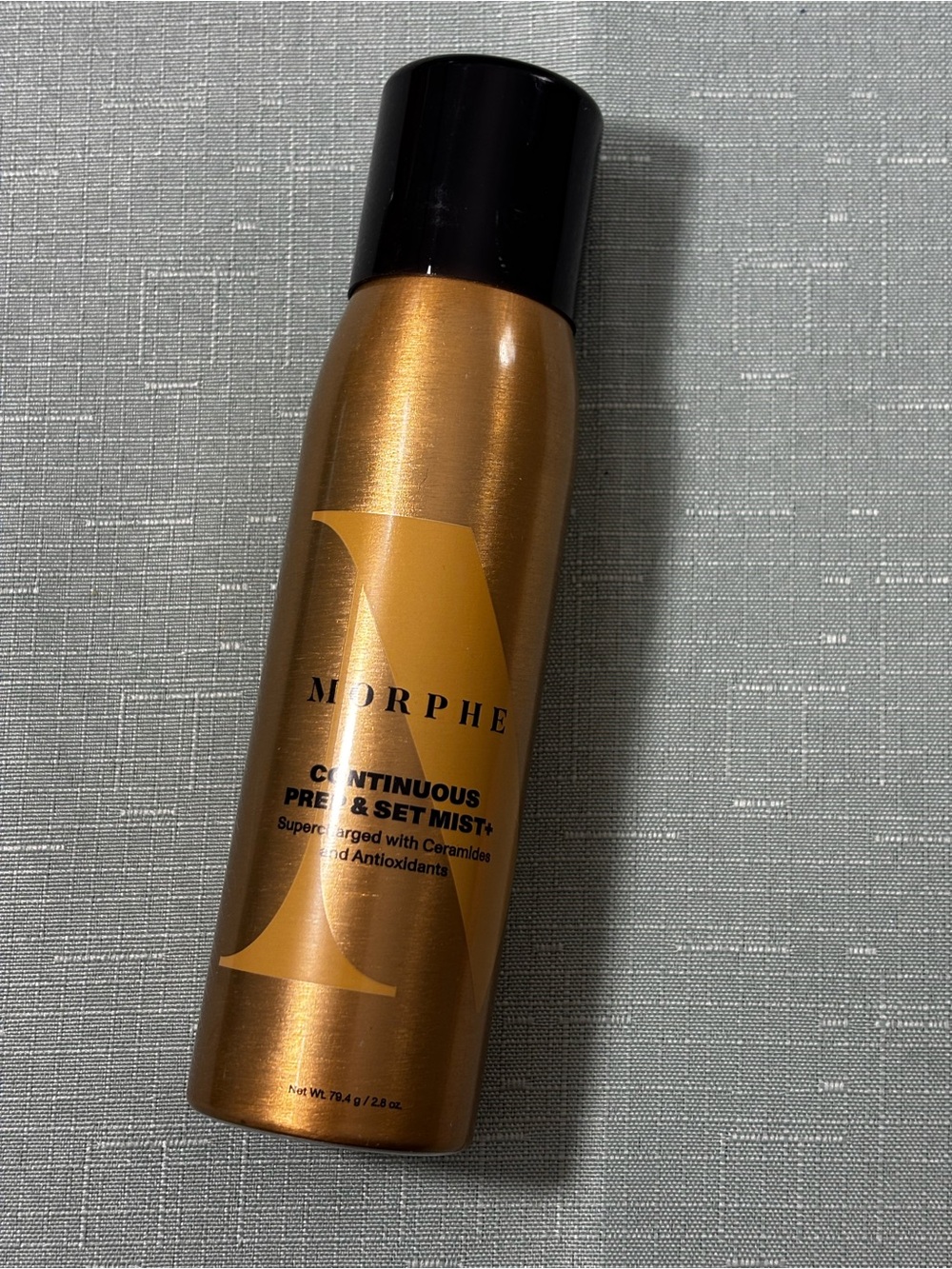 Morphe Continuous Prep & Set Mist in Metallic Gold with Black Cap